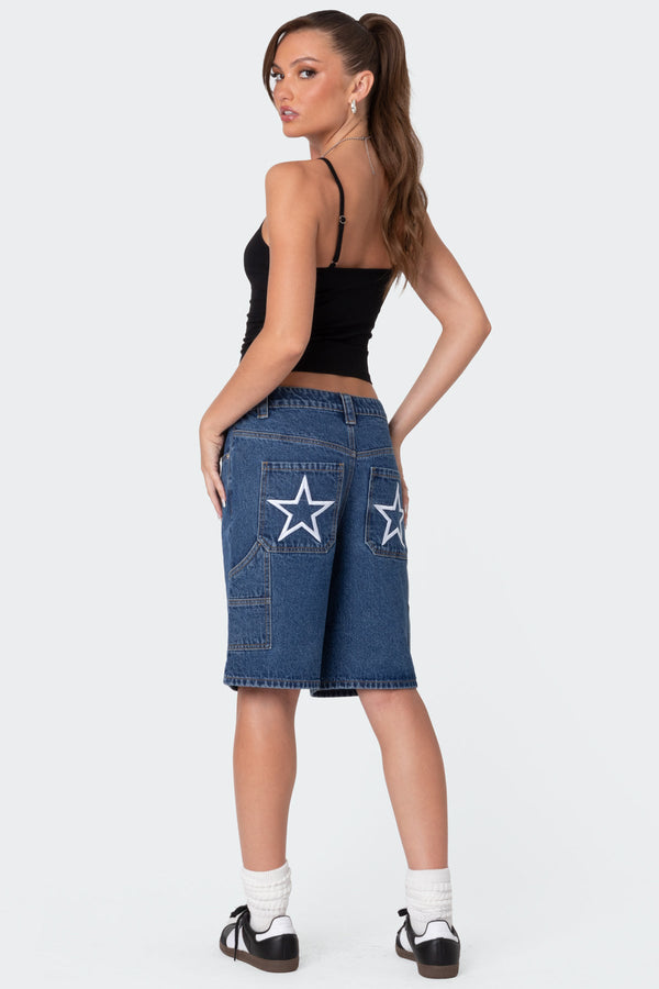 edikted Stargirl Denim Bermuda Shorts blue