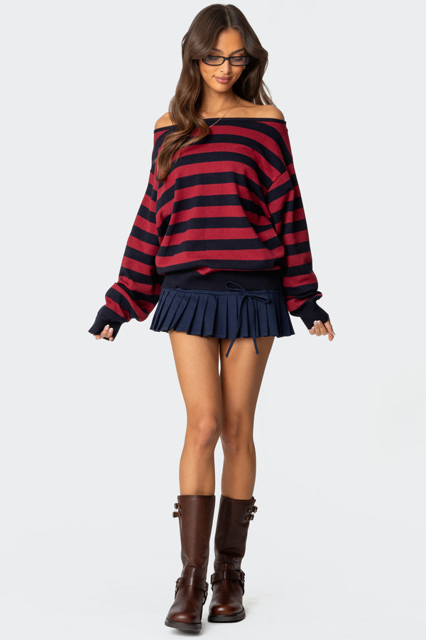 Edikted Sterling Striped Off Shoulder Sweater Mix