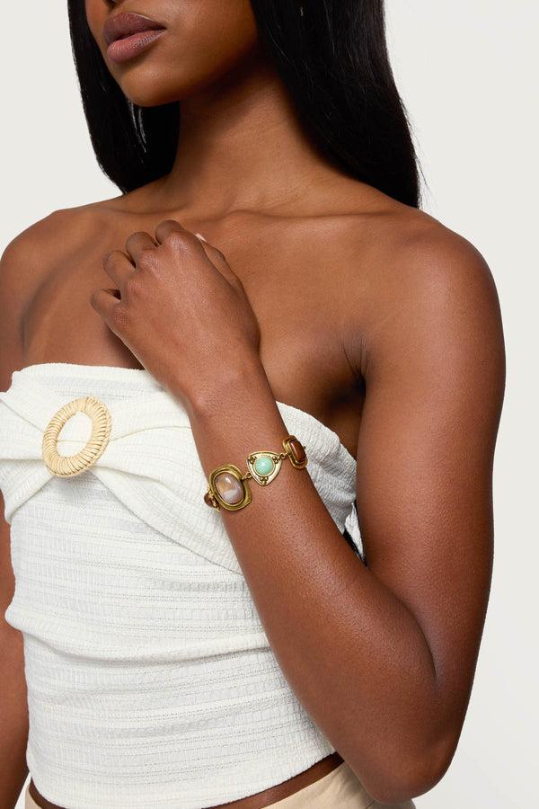 Edikted Stone Pendant Bracelet Gold