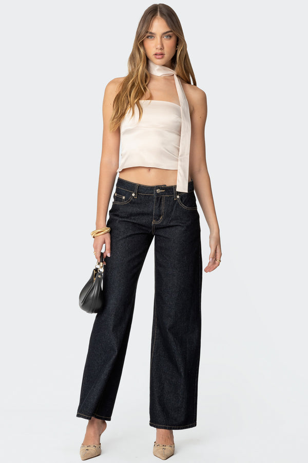 Edikted Strapless Two Piece Scarf Top Champagne