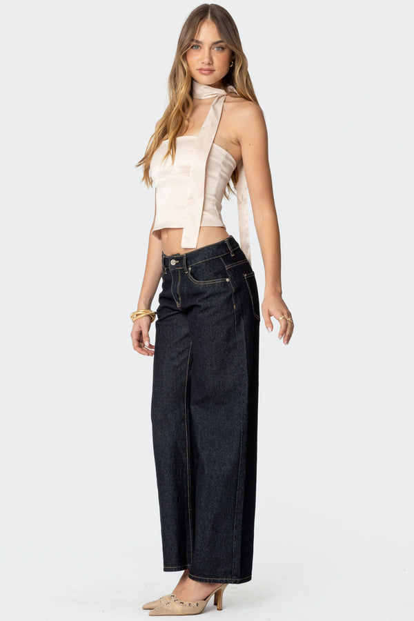 Edikted Strapless Two Piece Scarf Top Champagne