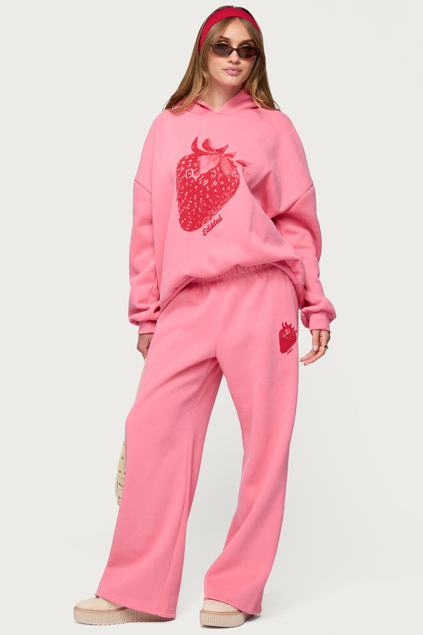 Edikted Strawberry Babe Hoodie Pink