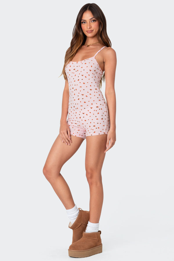 Edikted Strawberry Girl Printed Romper Pink