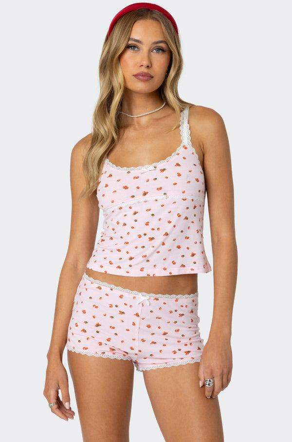 edikted Strawberry Girl Printed Tank Top pink
