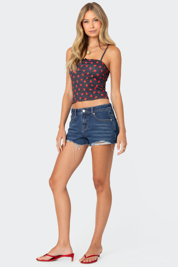 Edikted Strawberry Polka Tank Top Black