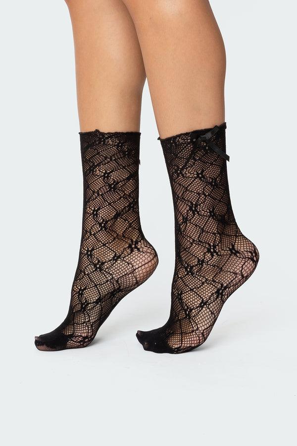 edikted Stretchy Knit Mesh Socks black