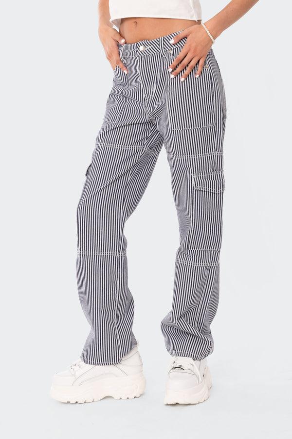 Edikted Stripe Out Cargo Pants Mix