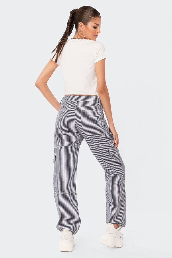 Edikted Stripe Out Cargo Pants Mix