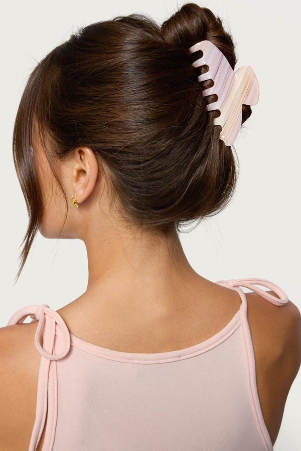 edikted Striped Claw Clip pink