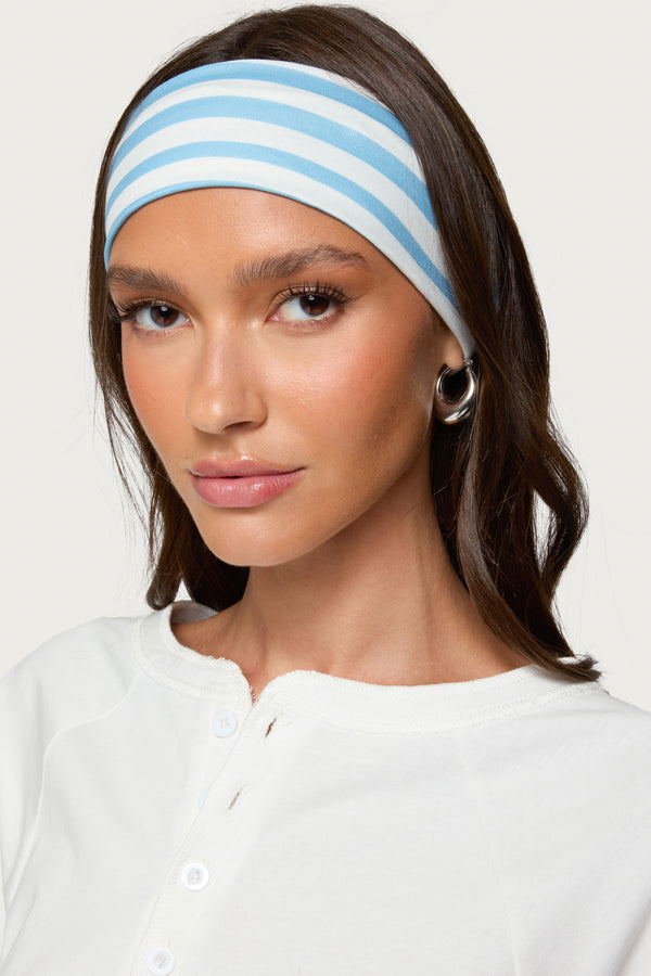 edikted Striped Headband blue