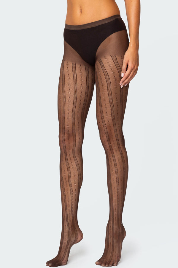 Edikted Stripey Tights Brown