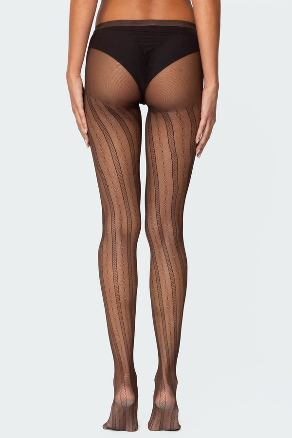 Edikted Stripey Tights Brown