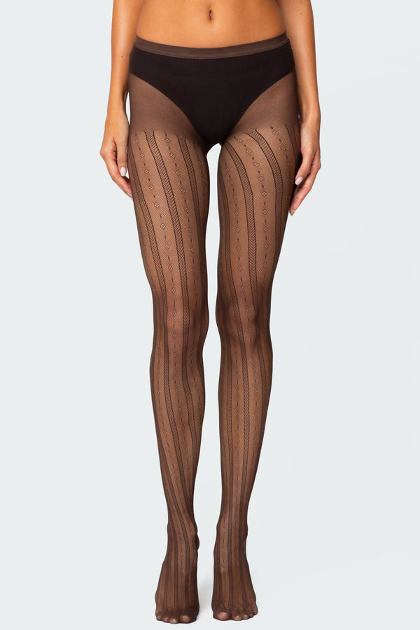 edikted Stripey Tights brown