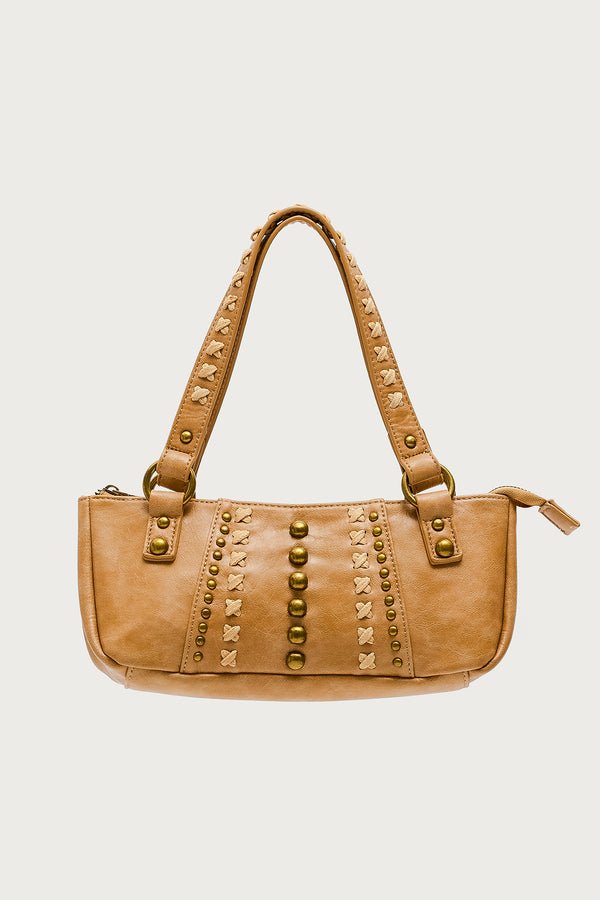 Edikted Stud & Stitch Faux Leather Bag Brown
