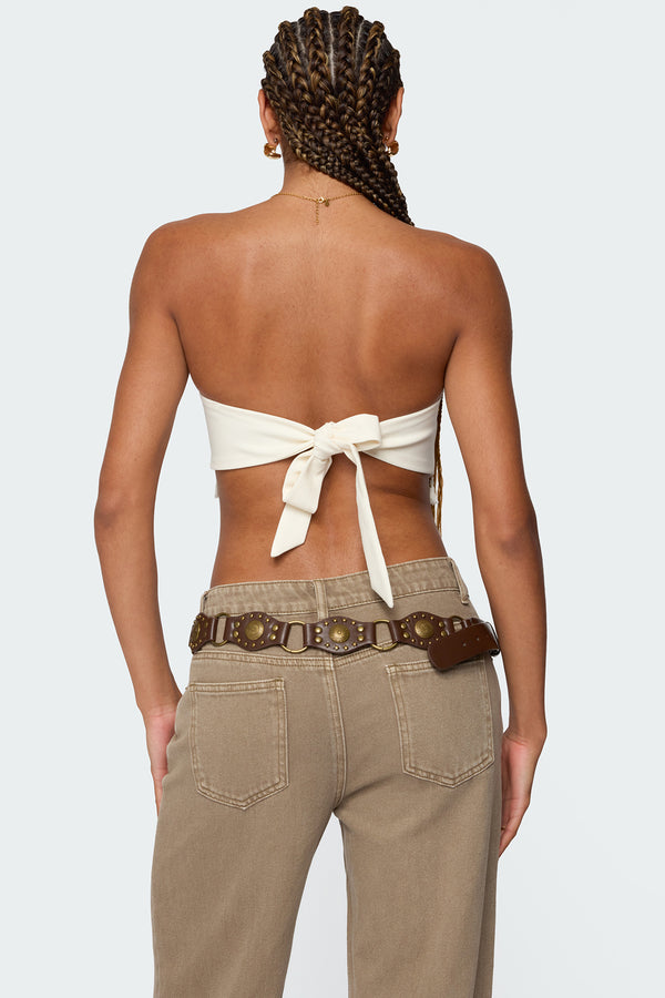 Edikted Stud & Tassel Handkerchief Top Cream