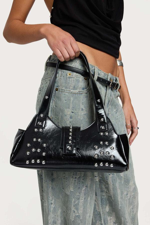 edikted Studded Faux Leather Bag black