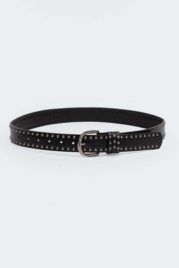 Edikted Studded Faux Leather Belt Black