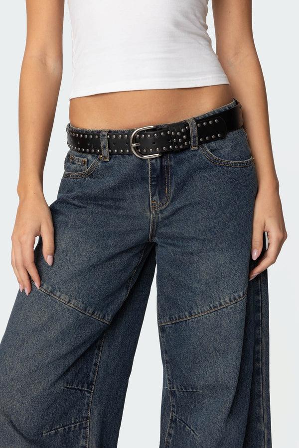 edikted Studded Faux Leather Belt black