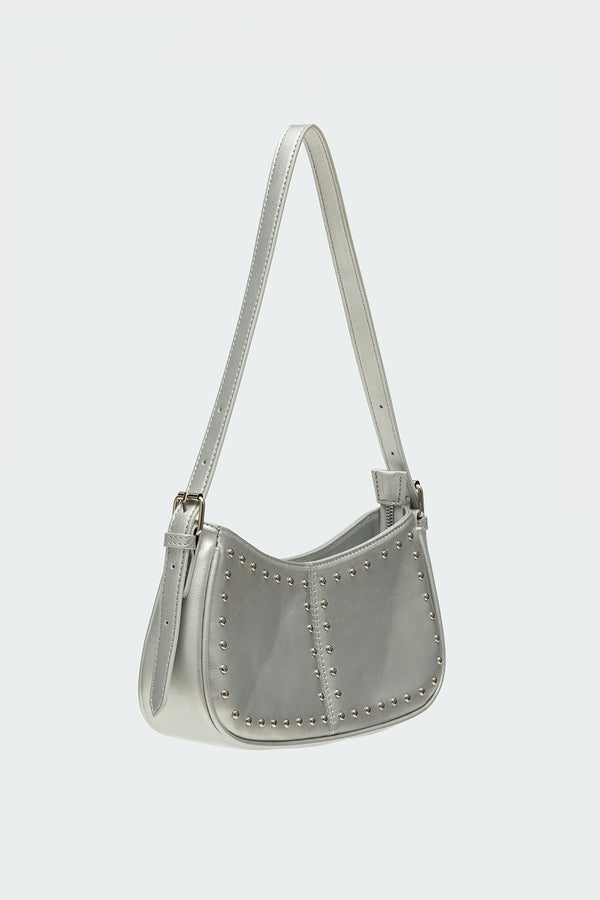 Edikted Studded Metallic Bag Silver