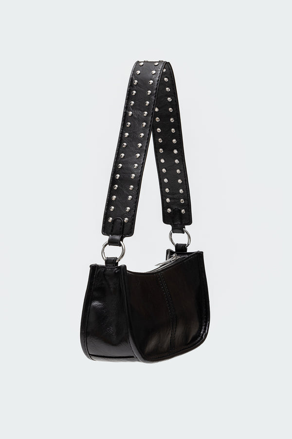 Edikted Studded Strap Faux Leather Bag Black