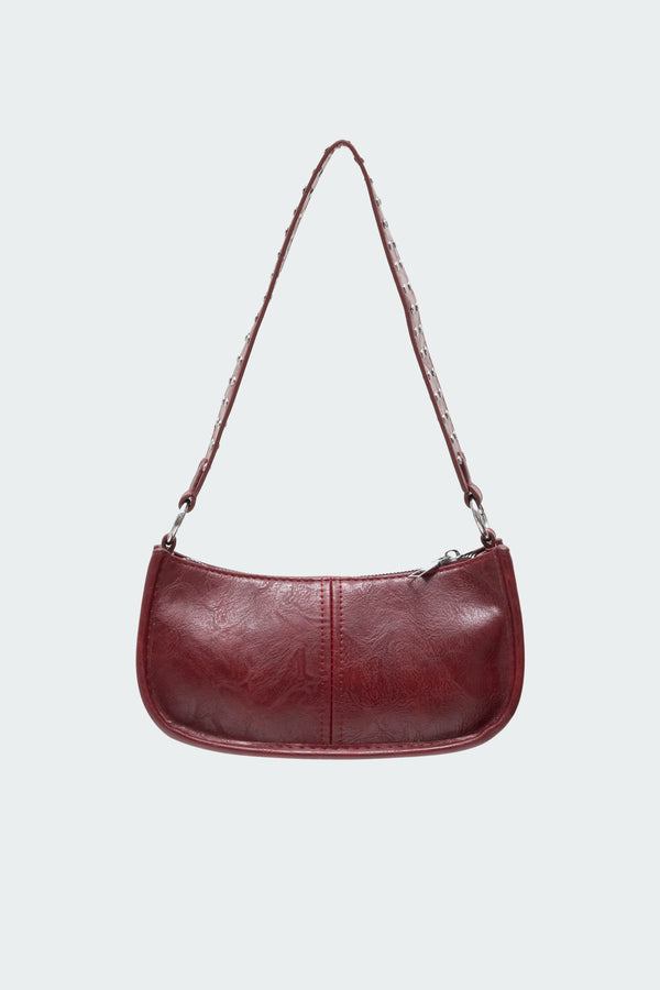 Edikted Studded Strap Faux Leather Bag Red