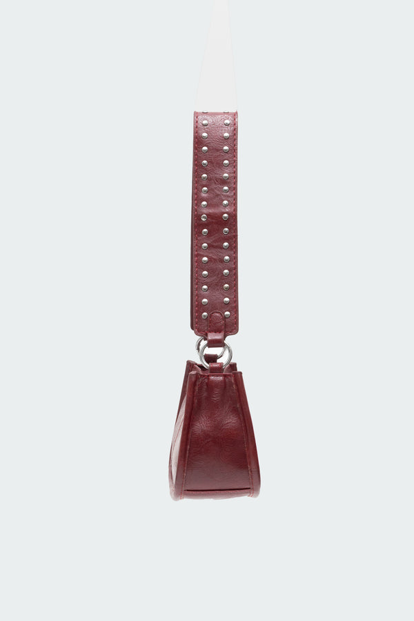 Edikted Studded Strap Faux Leather Bag Red