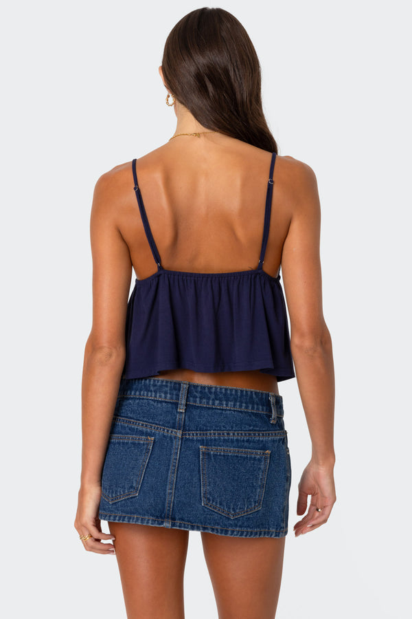 Edikted Sunrise Babydoll Tank Top Navy