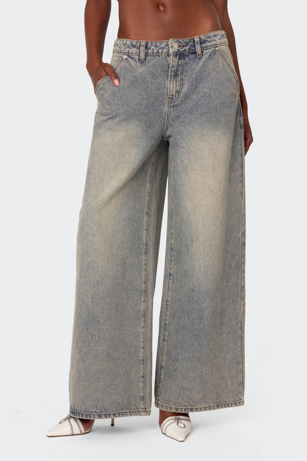 Edikted Super Baggy Wide Leg Jeans Gray