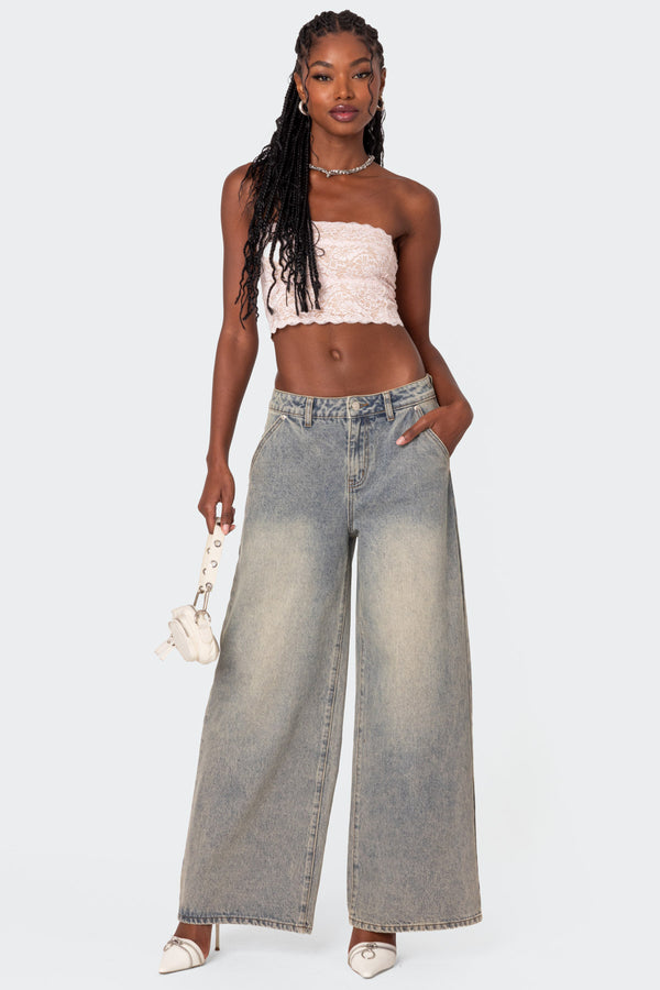 edikted Super Baggy Wide Leg Jeans gray