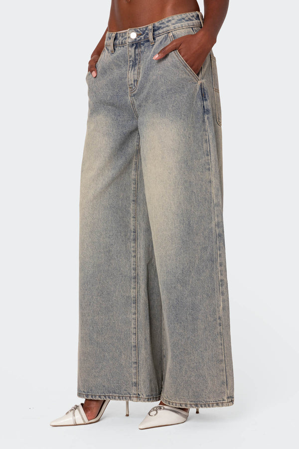 Edikted Super Baggy Wide Leg Jeans Gray
