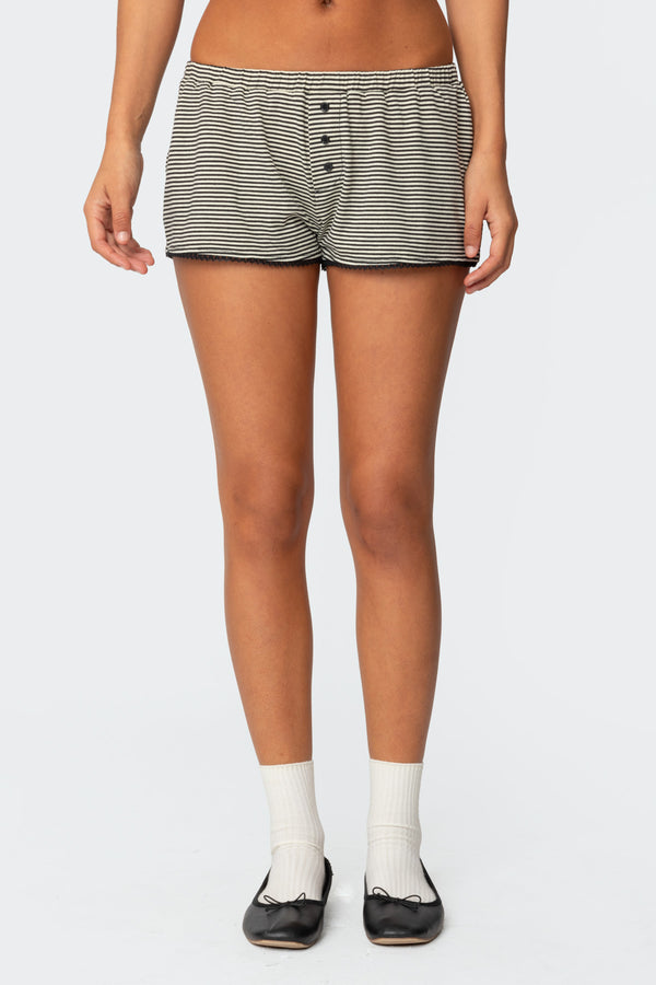 Edikted Suzy Striped Shorts Black And White