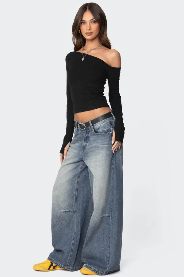 Edikted Swan Asymmetric Top Black