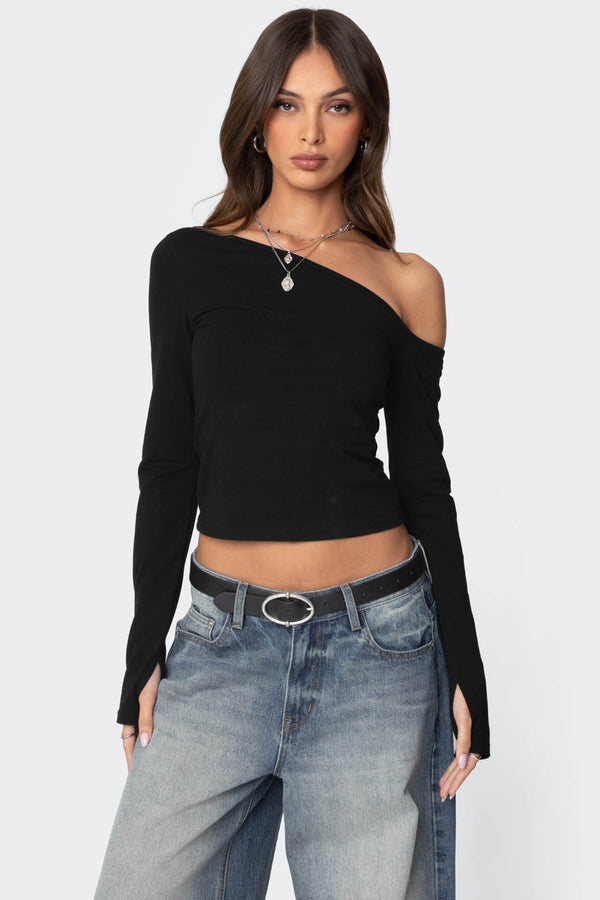 edikted Swan Asymmetric Top black