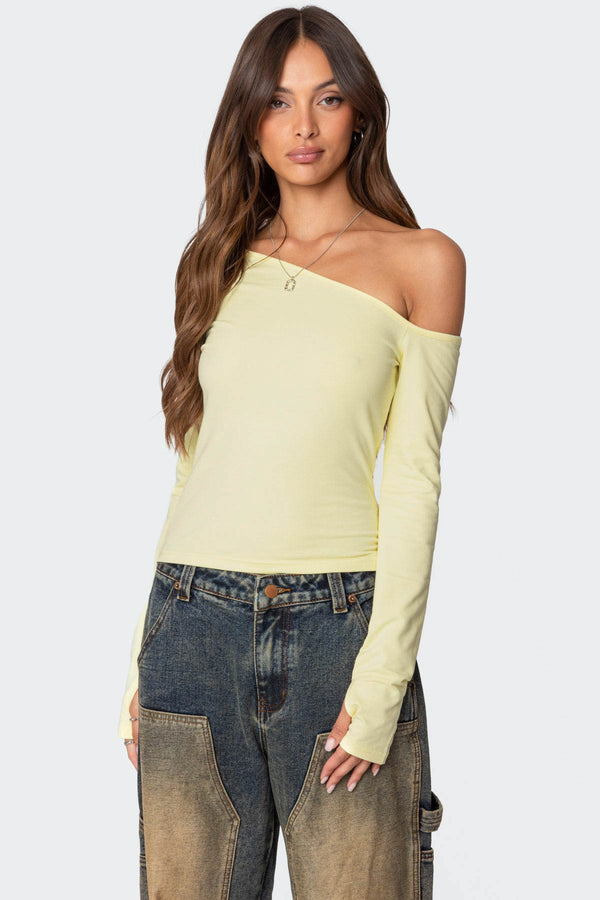 edikted Swan Asymmetric Top yellow