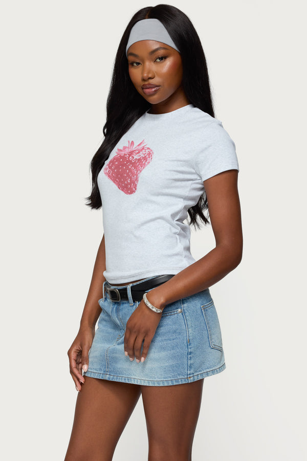 Edikted Sweet Berry T Shirt Gray Melange