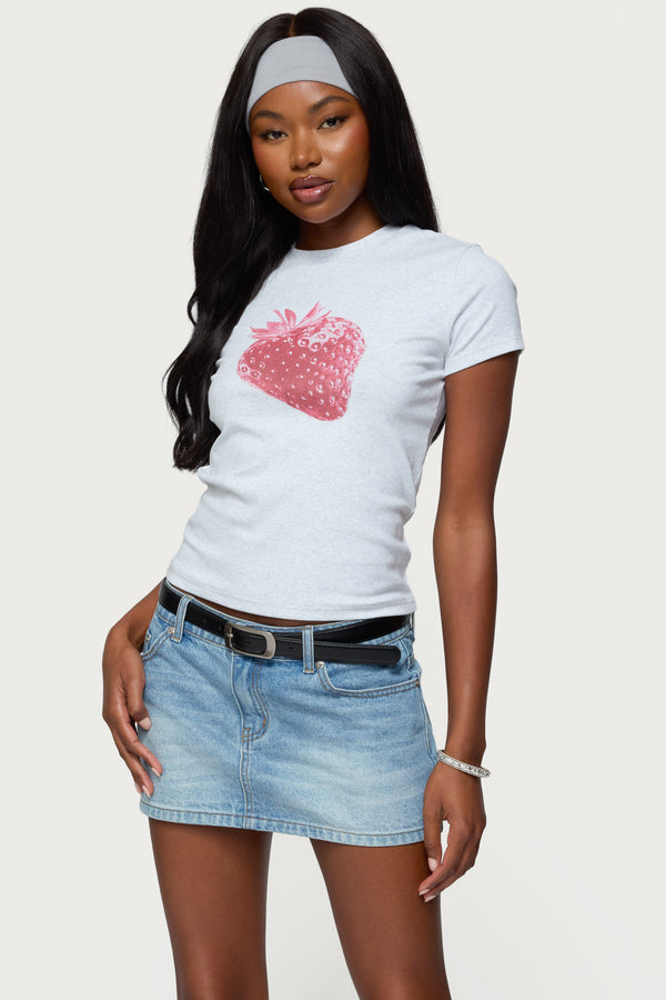 edikted Sweet Berry T Shirt gray melange