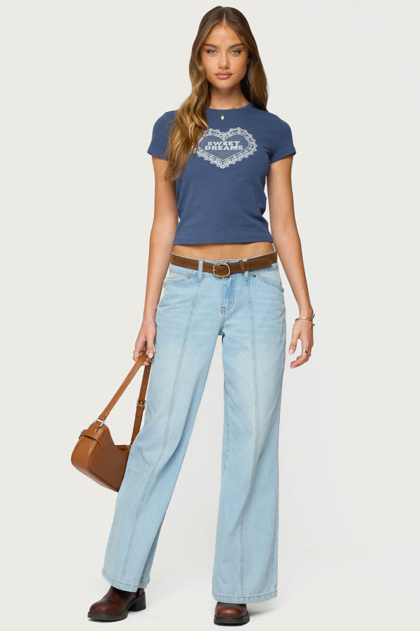 Edikted Sweet Dreams T Shirt Navy