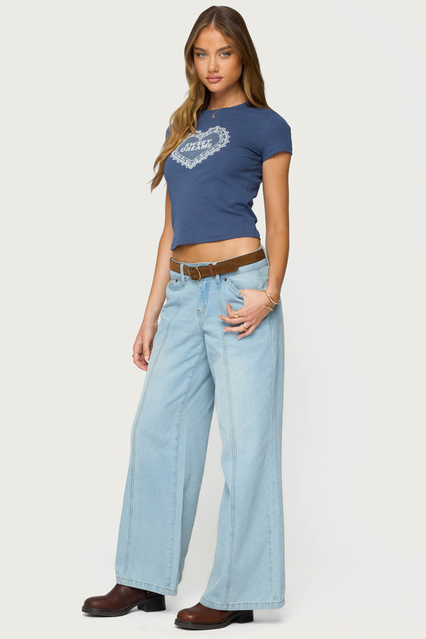 Edikted Sweet Dreams T Shirt Navy