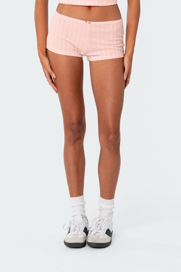 Edikted Sweetpea Pointelle Micro Shorts Light Pink