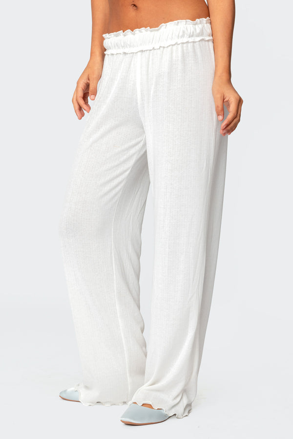 Edikted Sylvia Pointelle Pants White