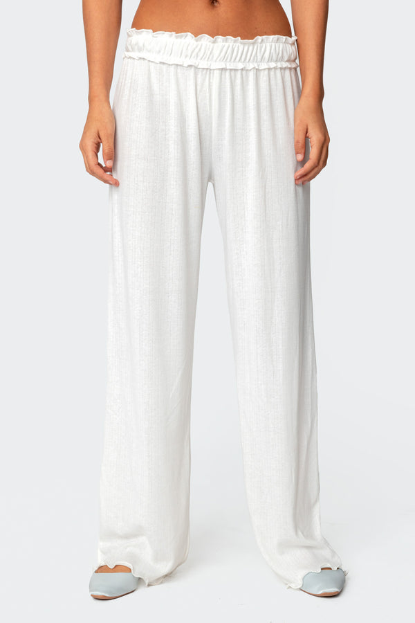 Edikted Sylvia Pointelle Pants White