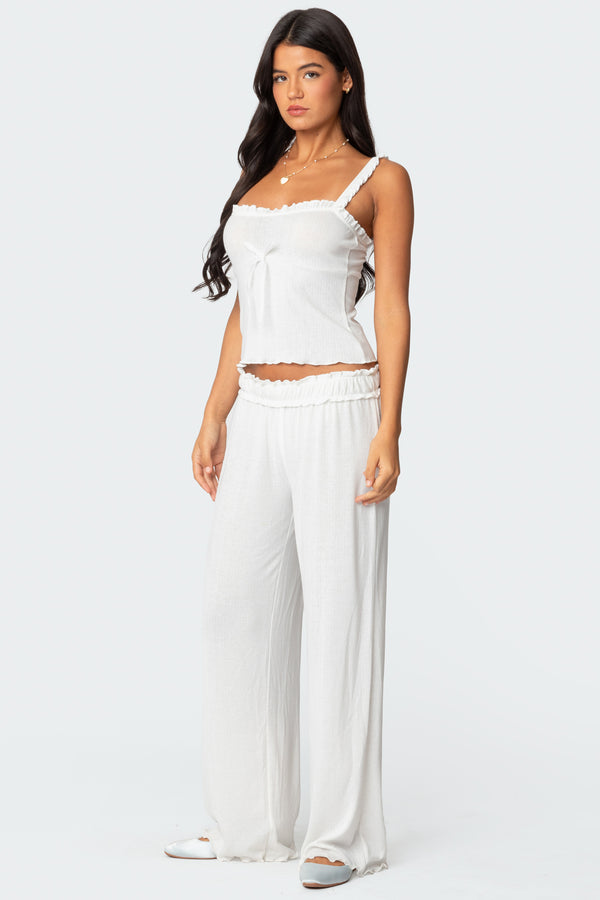 Edikted Sylvia Pointelle Pants White