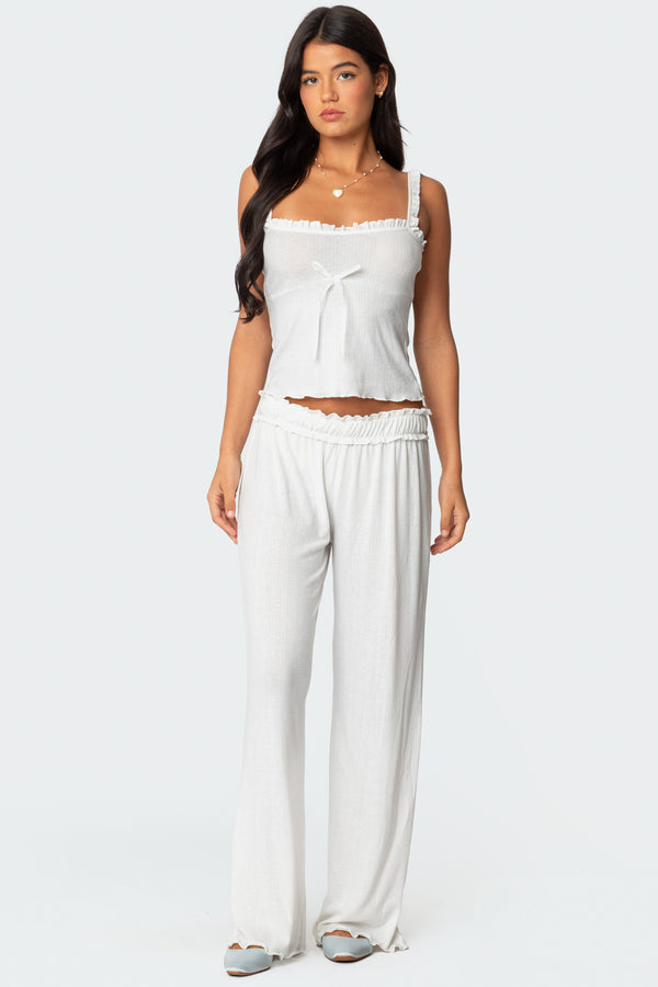 edikted Sylvia Pointelle Pants white