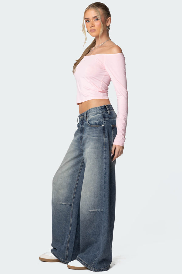 Edikted Tahlia Off Shoulder Top Pink