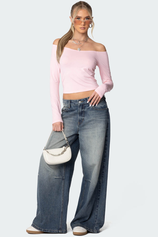 Edikted Tahlia Off Shoulder Top Pink