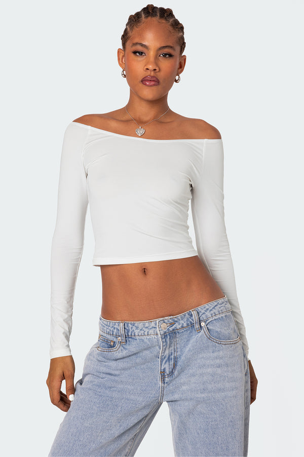 edikted Tahlia Off Shoulder Top white