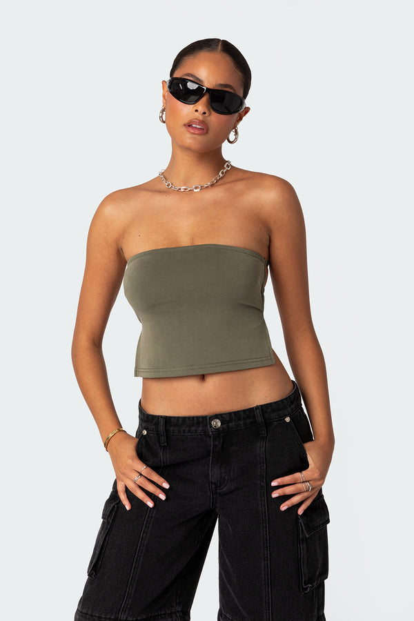 Edikted Tao Open Back Tube Top Olive