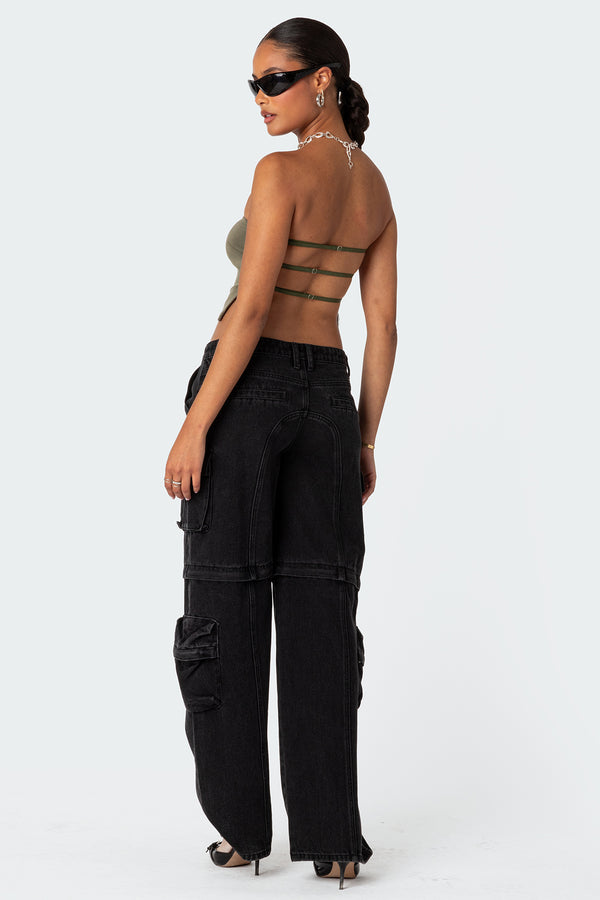 edikted Tao Open Back Tube Top olive