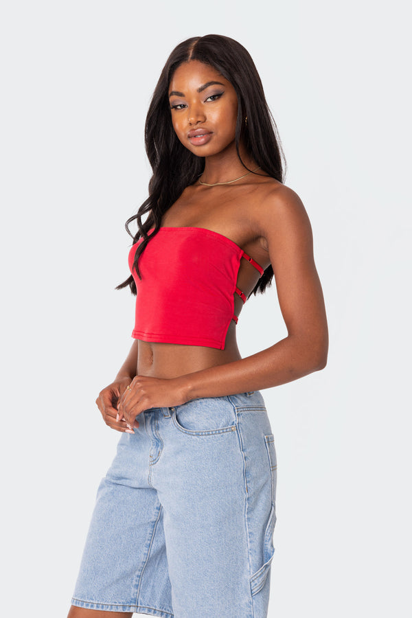 Edikted Tao Open Back Tube Top Red