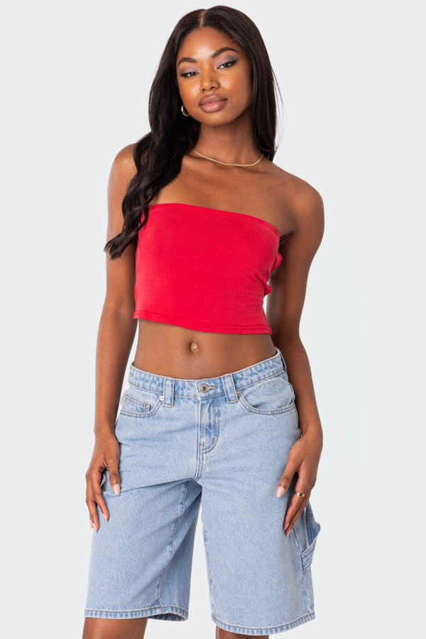 edikted Tao Open Back Tube Top red